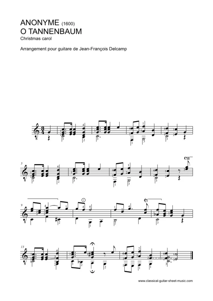 O Tannenbaum - Christmas Carol for classical guitar