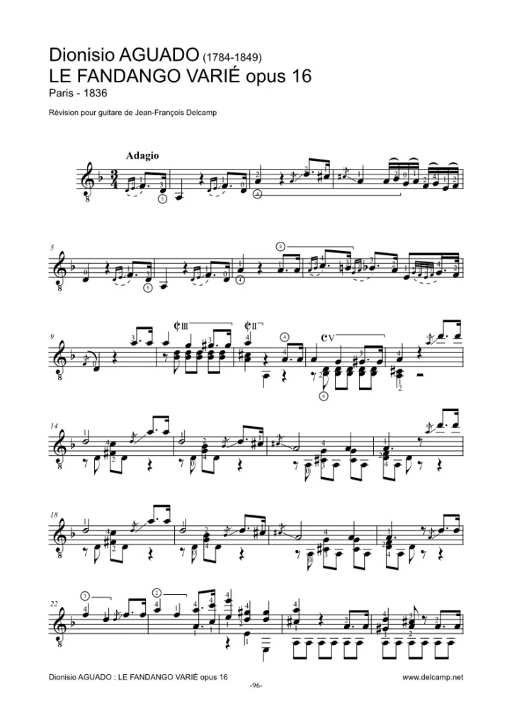 Dionisio Aguado – Fandango for classical guitar