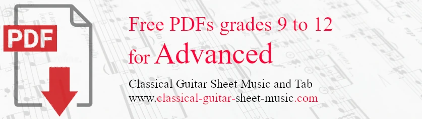 Advanced Classical Guitar Sheet Music, Grades 9-12, Free PDFs