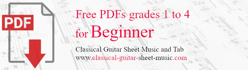 Beginner-Level Sheet Music and TABs, Grades 1-4, Free PDFs