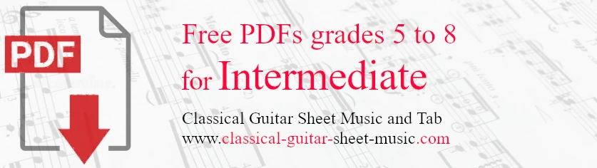 Intermediate Classical Guitar Sheet Music, Grades 5-8, Free PDFs