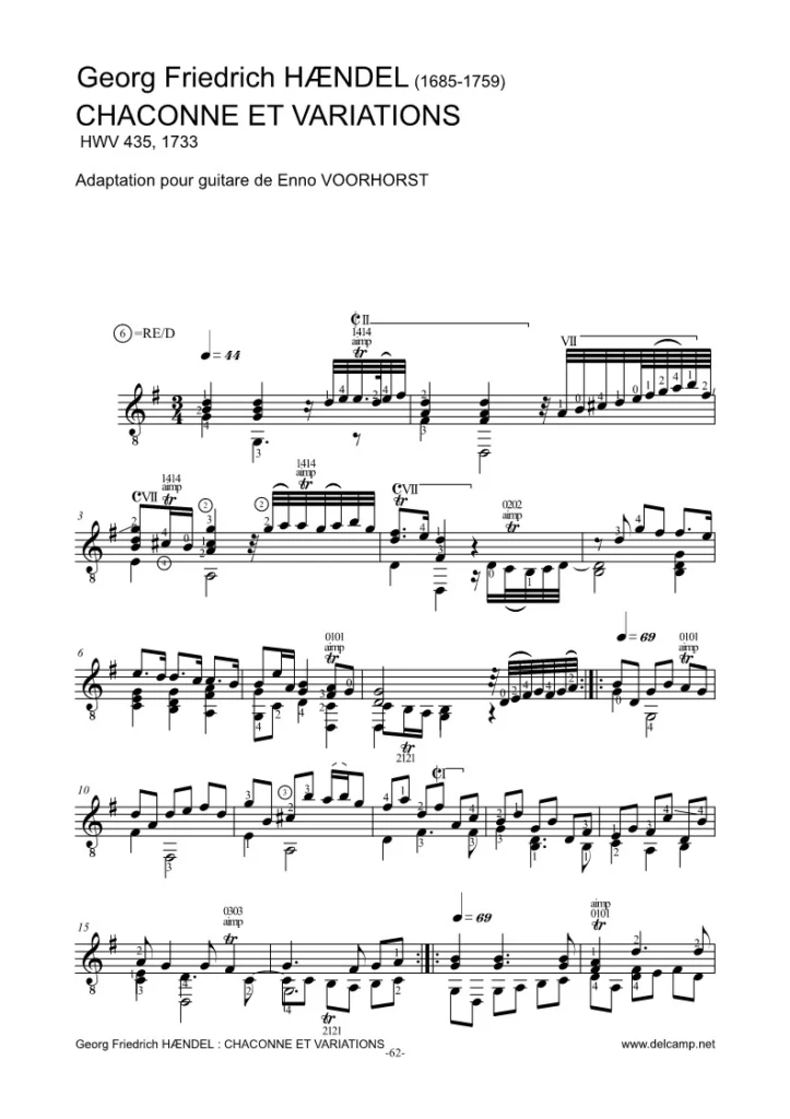 Georg Friedrich Haendel - Chaconne HWV435 for classical guitar