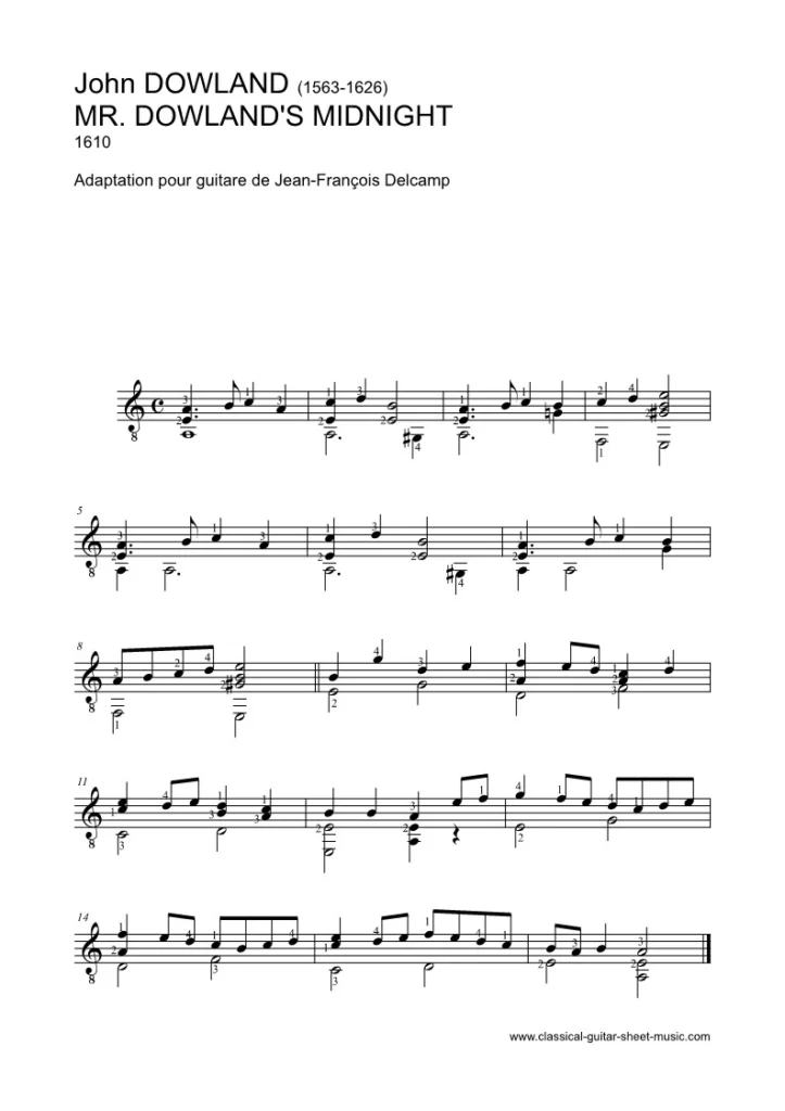 John Dowland - John Dowlands Midnight for classical guitar