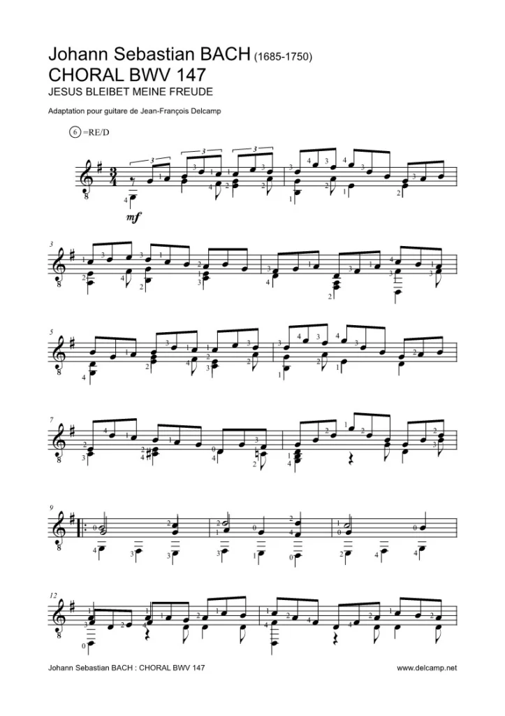 Johann Sebastian Bach BWV 147 Jesu, Joy of Man's Desiring for classical guitar